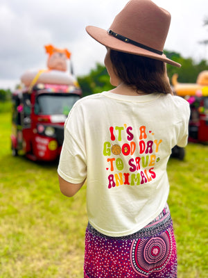 
                  
                    Pink Paw! It's a Good Day to Save Animals Cropped T- Shirt
                  
                